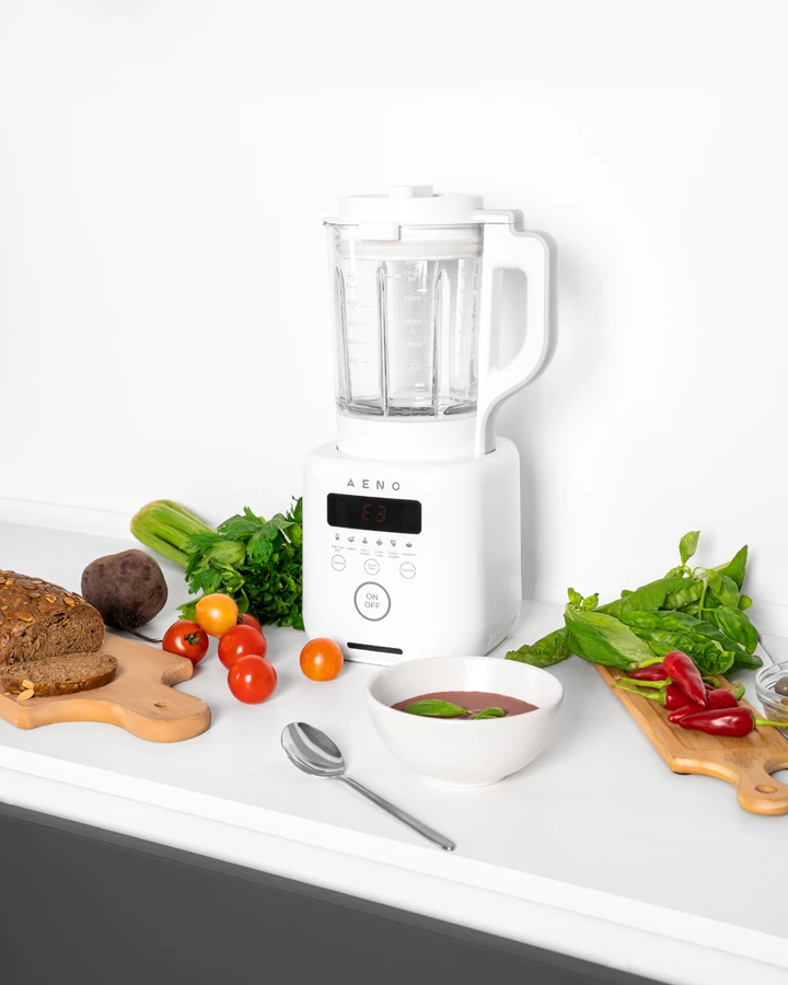 Blender tavoline-soupmaker AENO TB2 800 W, 1.75 L, 35000 rpm, gotim/zierje, gotë qelqi borosilikat, i bardhë