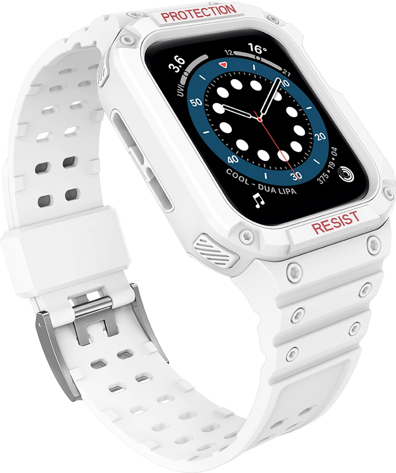 Rrip me kasë mbrojtëse për Apple Watch Hurtel, 45/44/42mm, Bardhë