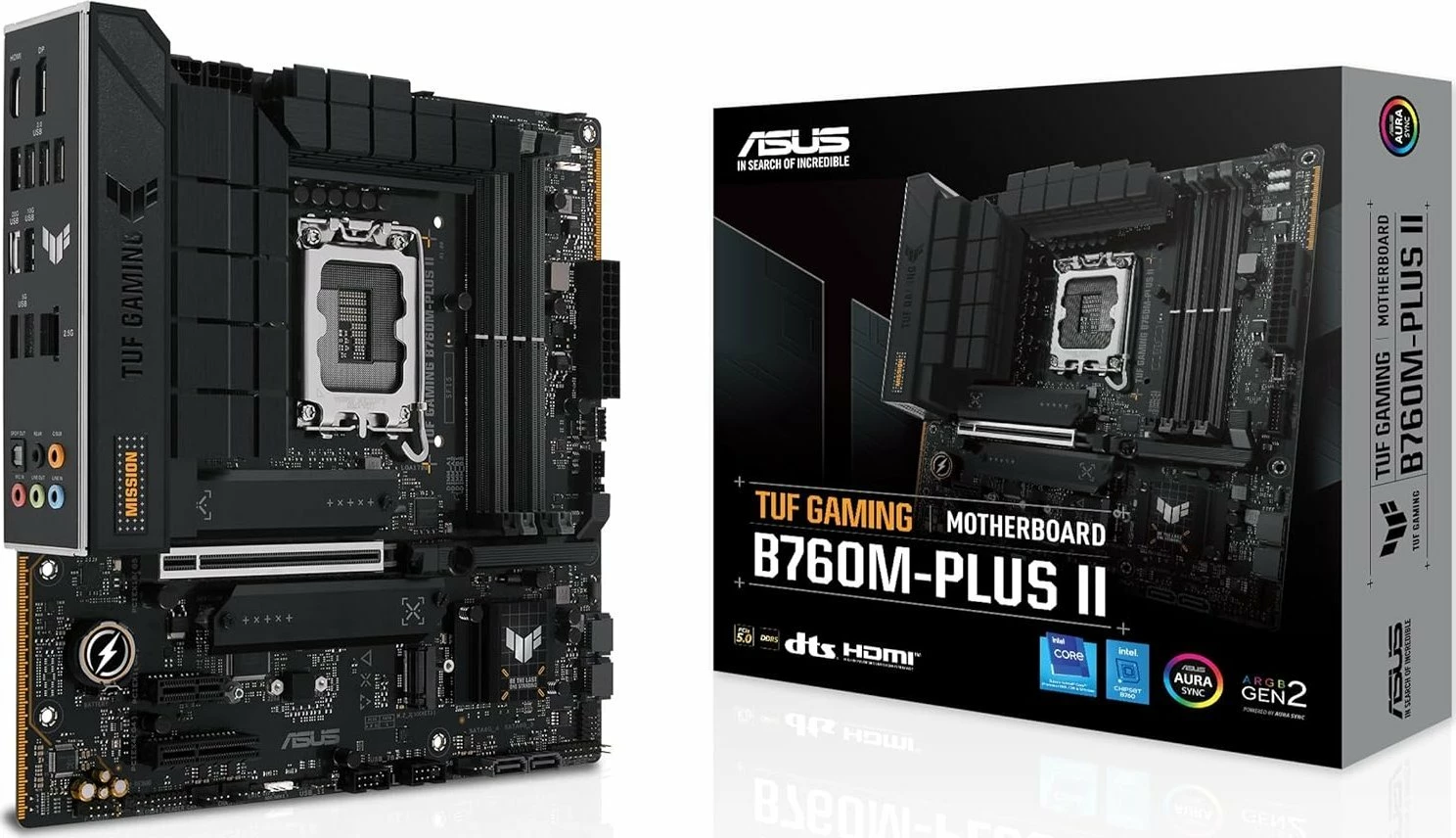 Pllakë amë Asus TUF GAMING B760M-PLUS II Micro ATX, Intel B760, DDR5, PCIe 4.0, 2.5GbE
