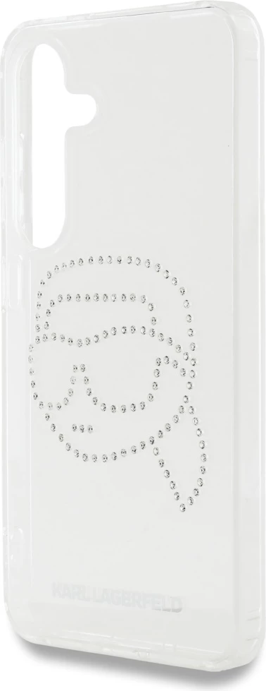 Mbështjellës Karl Lagerfeld Rhinestones Karl Head Logo për Samsung Galaxy S25, transparent
