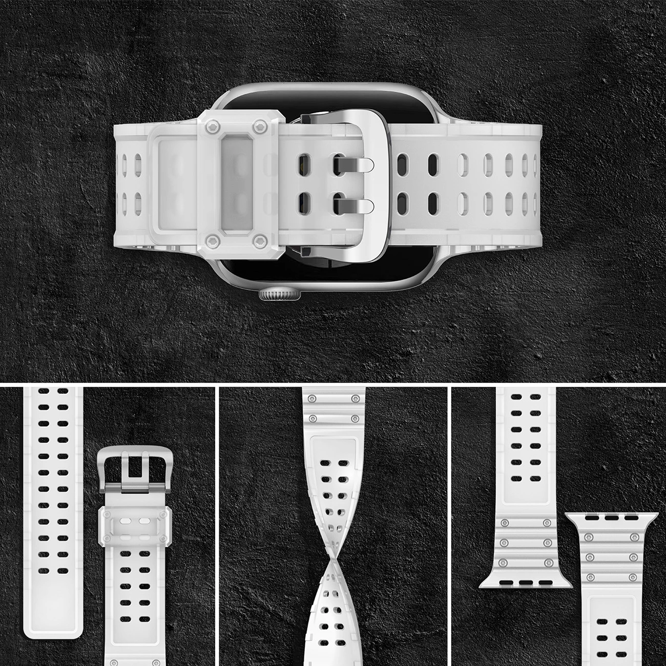 Rrip Apple Watch Hurtel Strap Triple Protection, për seri 1-9 & SE, 38/40/41mm, Transparent