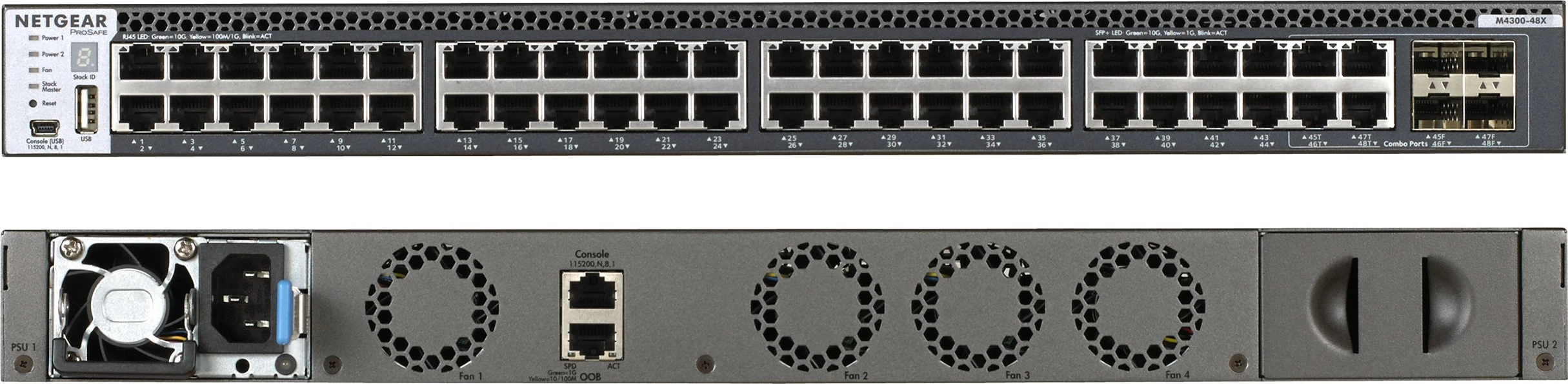 Switch rrjeti NETGEAR M4300-48X, 48 porte 10G, 2 SFP+, rack 1U, gri