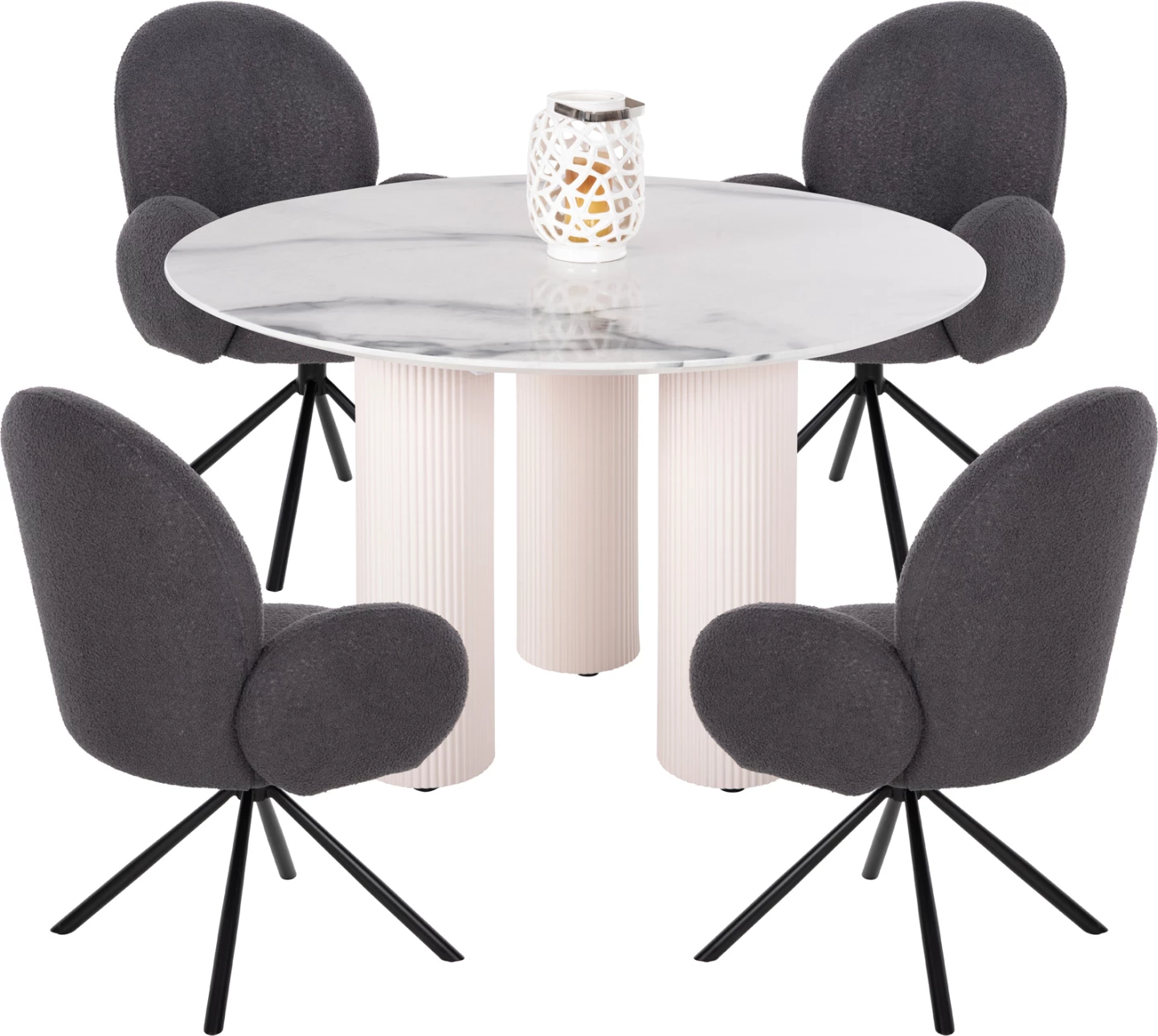 Set për darkë 5 pjesë FH11978 tavolinë DORIK & 4 karrige WINON (gri)