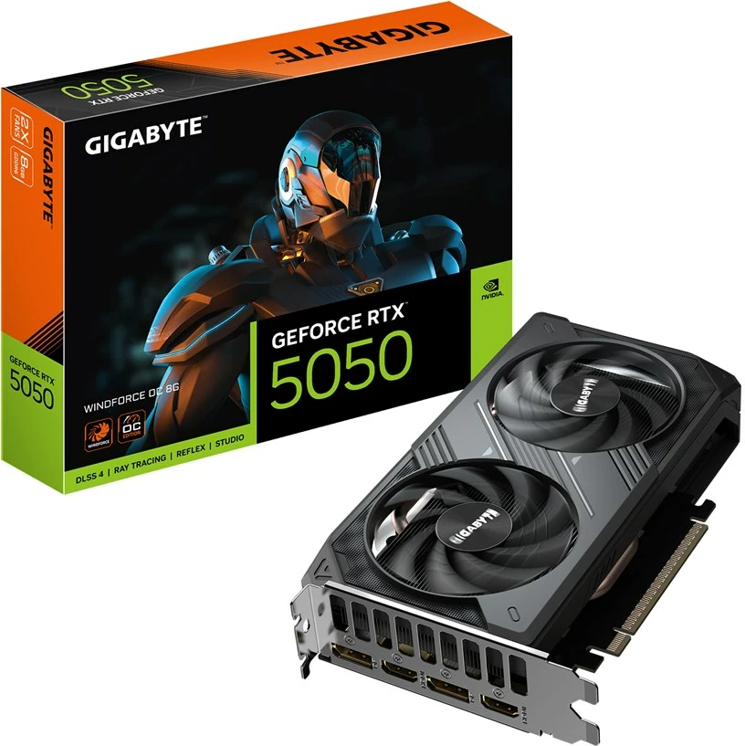 Kartelë grafike Gigabyte GeForce RTX 5050 WINDFORCE OC 8G, 8GB GDDR6, PCI-E 5.0, e zezë