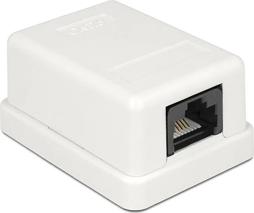 Kuti montimi sipërfaqësore DeLOCK 86248, prizë rrjeti RJ45 CAT6, 52 x 25.5 x 39 mm, e bardhë