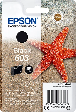 Bojë printeri, Epson, 603 C13T03U14010, 3.4 ml, deri 150 faqe, e zezë