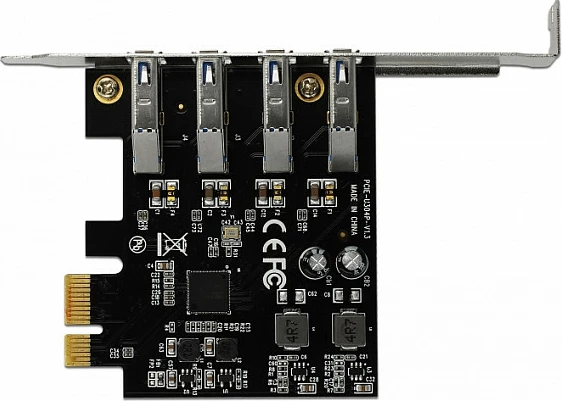 Kartë zgjerimi PCIe DeLOCK 90304, 4x USB 3.2 Gen 1 Type-A, low-profile, e gjelbër