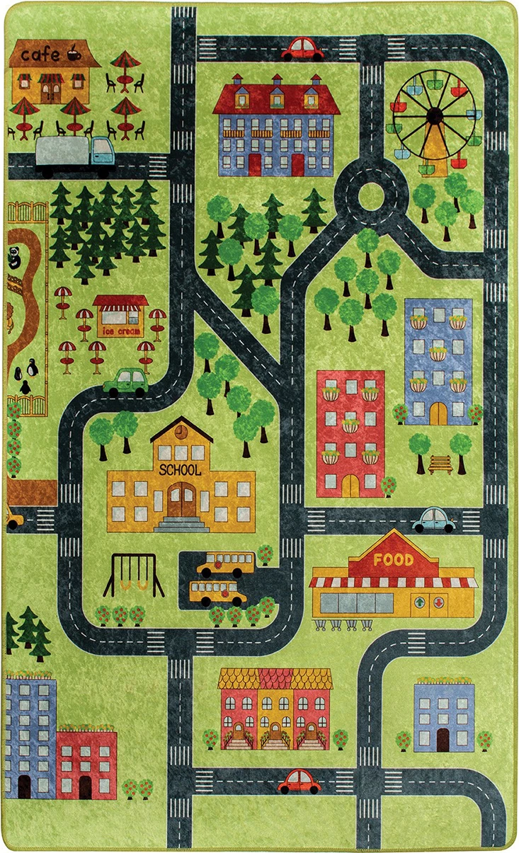 Qilim (140 x 190) Conceptum Hypnose, Small Town - i gjelbër