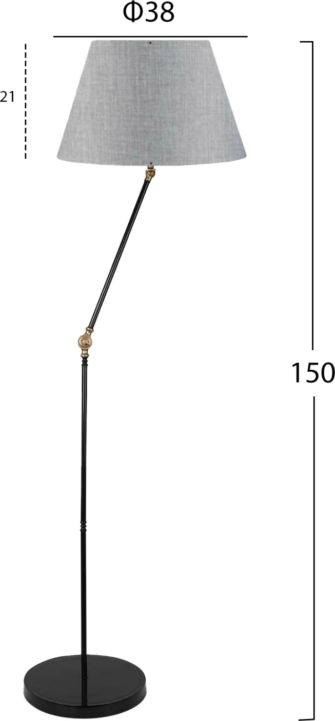 Llambë dyshemeje metalike, ngjyrë e zezë dhe gri, FH7611.02, Φ38x150 cm