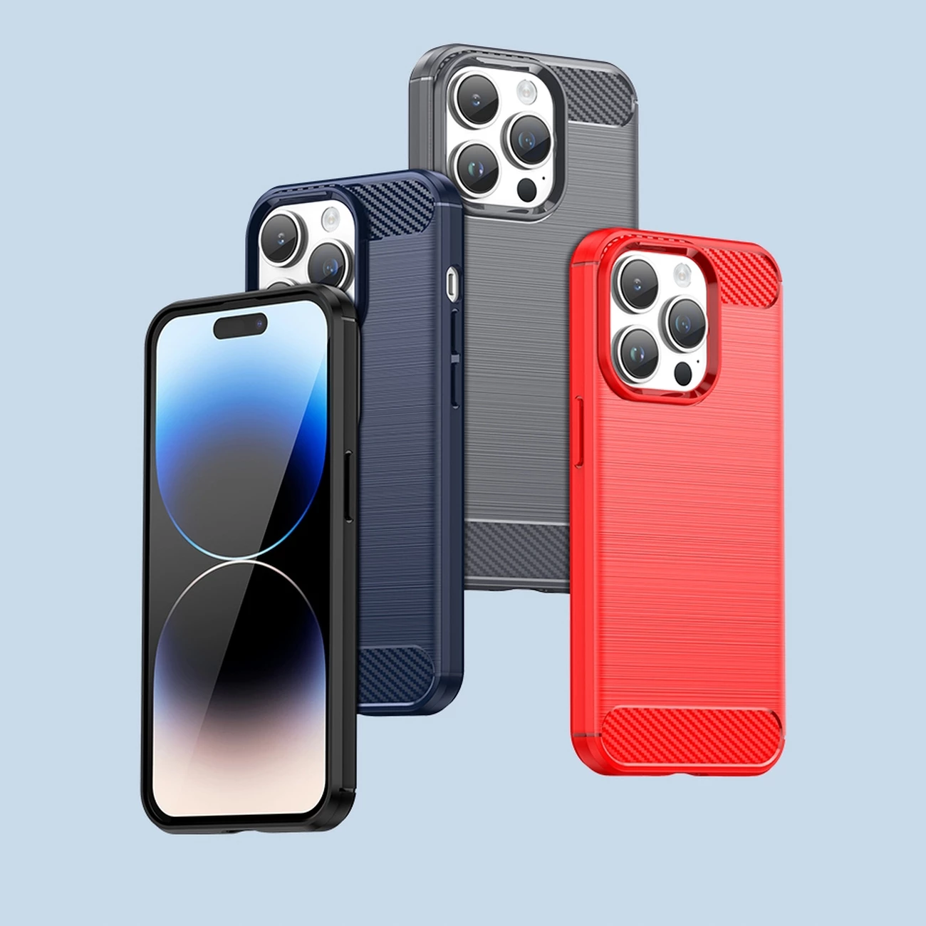 Mbështjellës Hurtel Carbon Case për iPhone 14 Pro, TPU, i zi