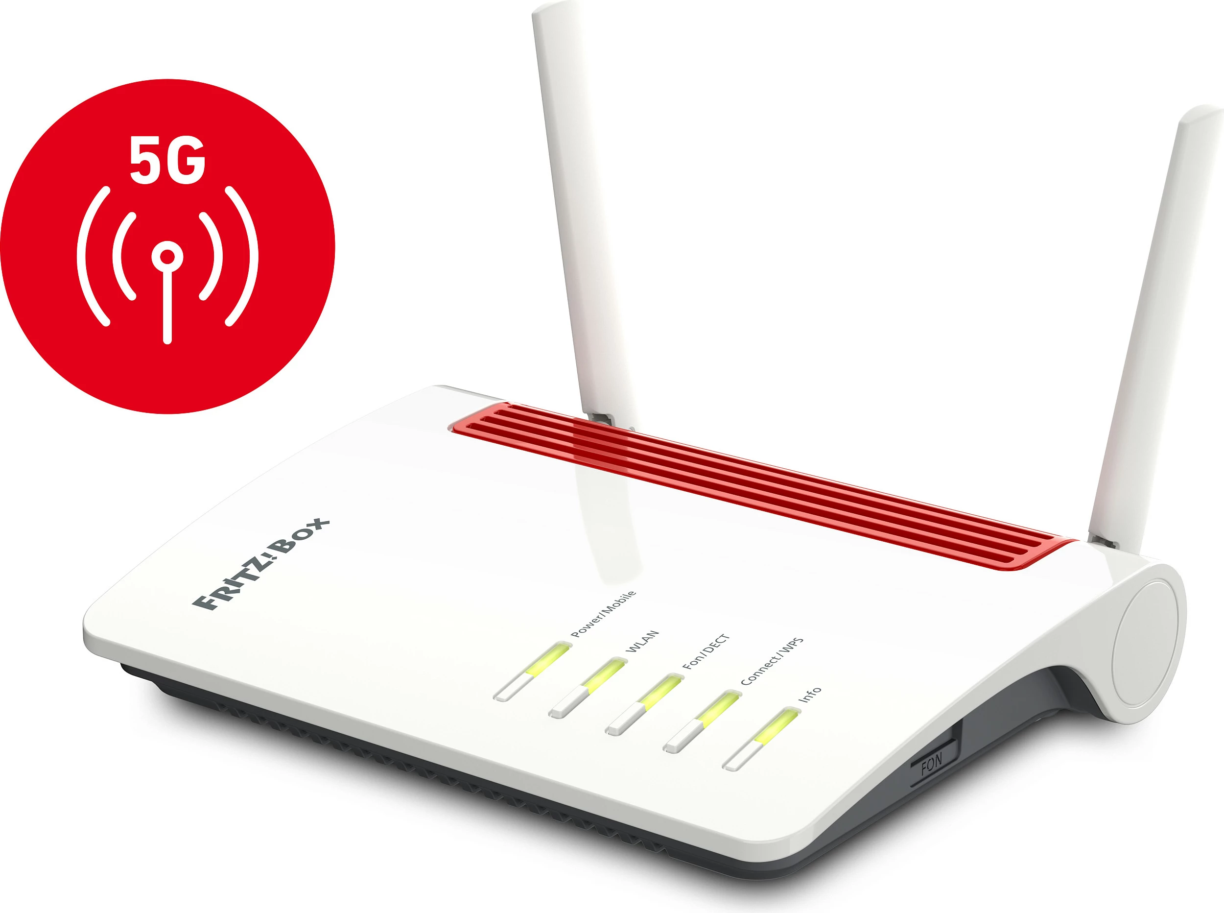 Router tavoline AVM FRITZ!Box 6850 5G, Wi-Fi 5 (802.11ac), Dual-band (2.4 GHz / 5 GHz), Ethernet LAN, 3G, i zi, i kuq, i bardhë