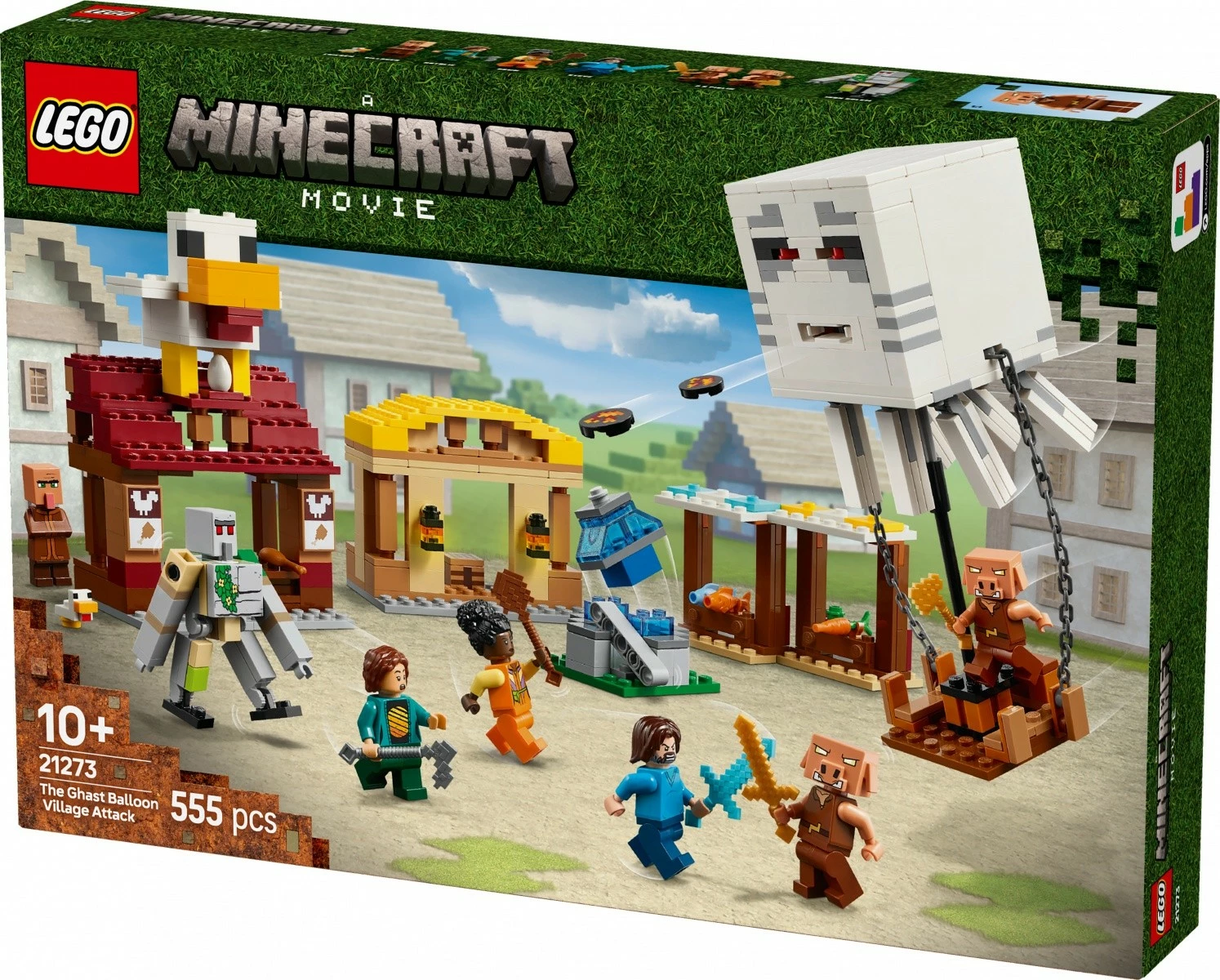 Set LEGO Minecraft 21273 Balloon Ghost Attack on Village, 555 pjesë
