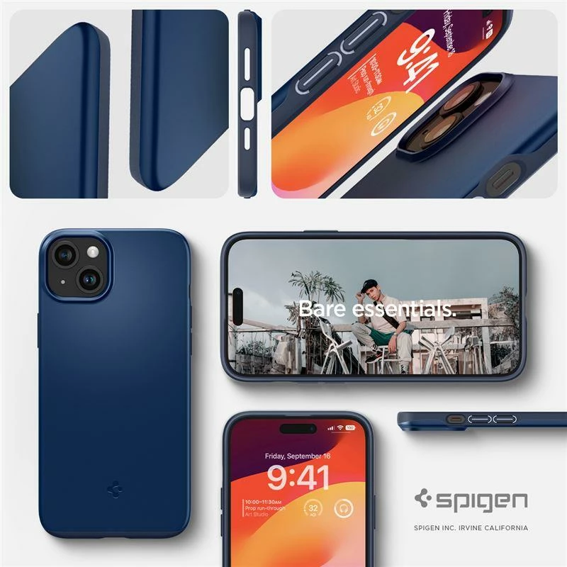 Mbështjellës Spigen Thin Fit për iPhone 15 Plus, Blu
