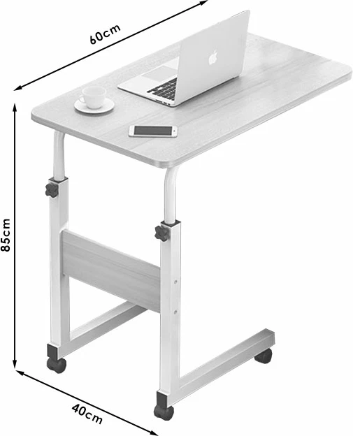 Tavolinë anësore Talf me rrota, ngjyrë bardhë-arre, 60x40x85cm
