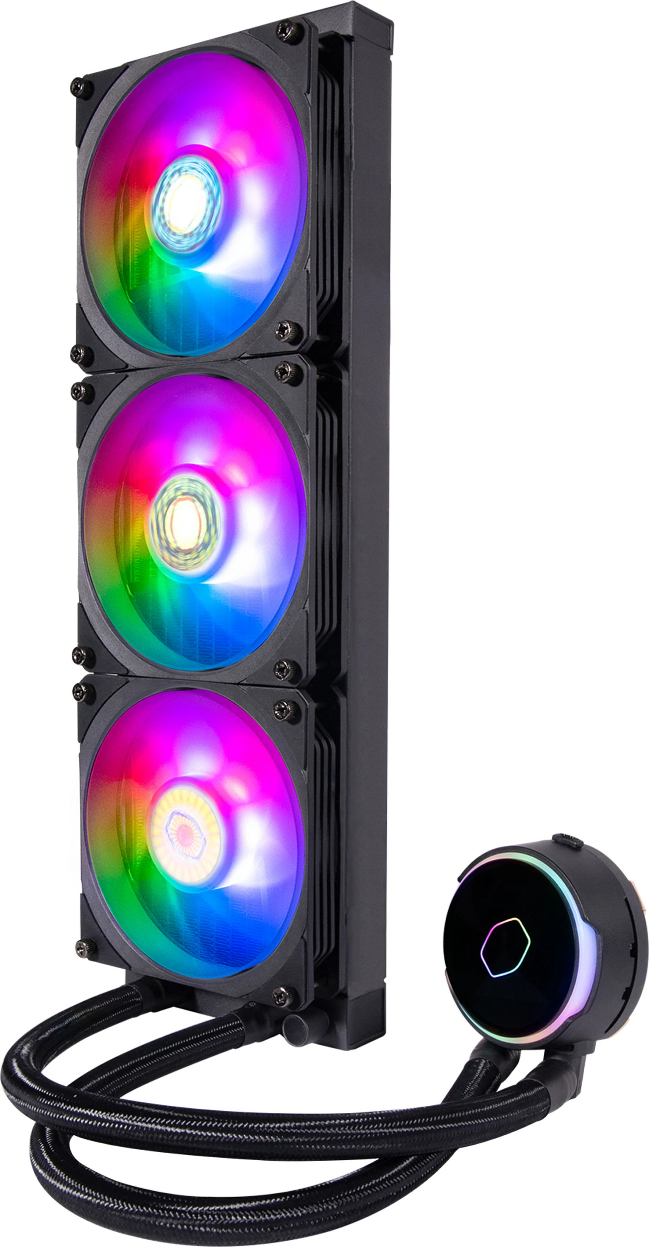 Ftohës uji AIO Cooler Master MasterLiquid PL360 FLUX, 360mm, 3x120mm PWM, RGB, LGA1700/LGA1200, e zezë