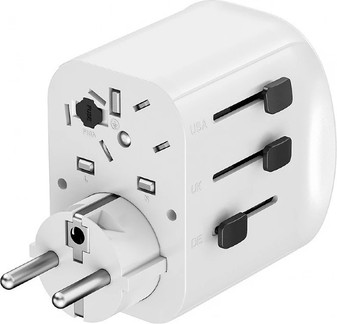 adapter udhëtimi universal me tokëzim, Gembird TPA-EU2A1C15-01-W, 15 W, 3x USB, i bardhë