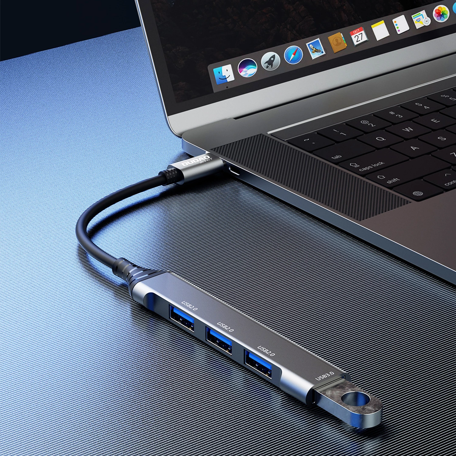 HUB Dudao A16T, 4x USB-A (3x USB2.0, 1x USB3.0), USB-C, 6.3cm, zi