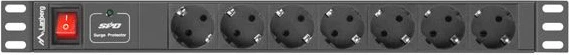 Shirit rryme PDU 19\" 1U Lanberg PDU-07F-0200-BK, 7x Schuko, kabllo 2 m, 16A/4000W, i zi