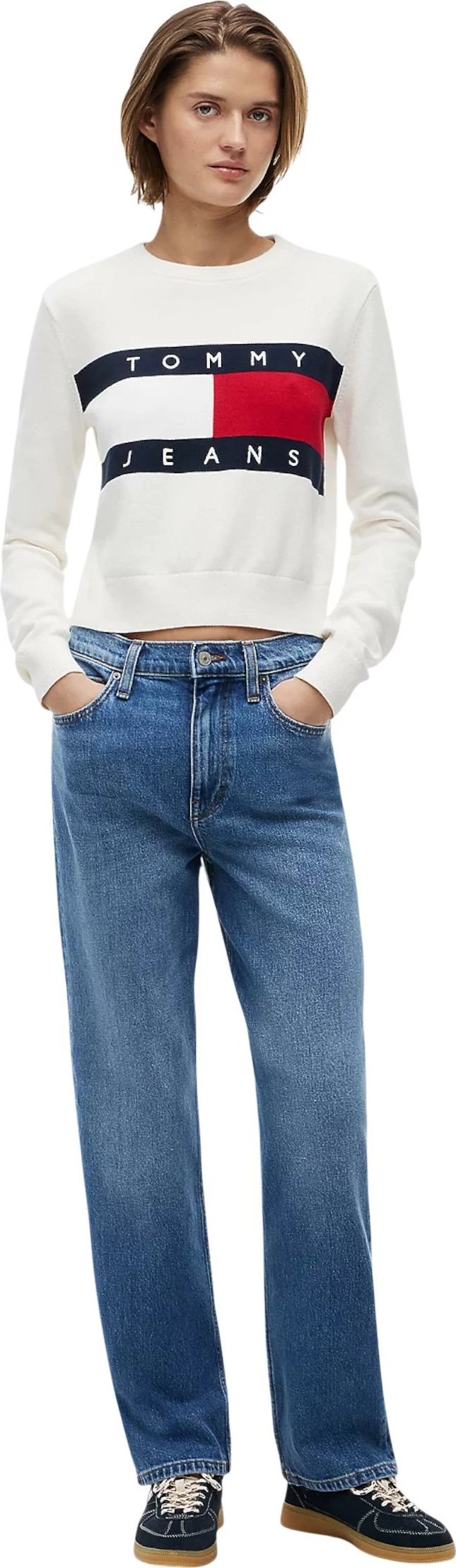 Xhemper për femra Tommy Hilfiger Jeans DW0DW22930, i bardhë [Madhësia: M]