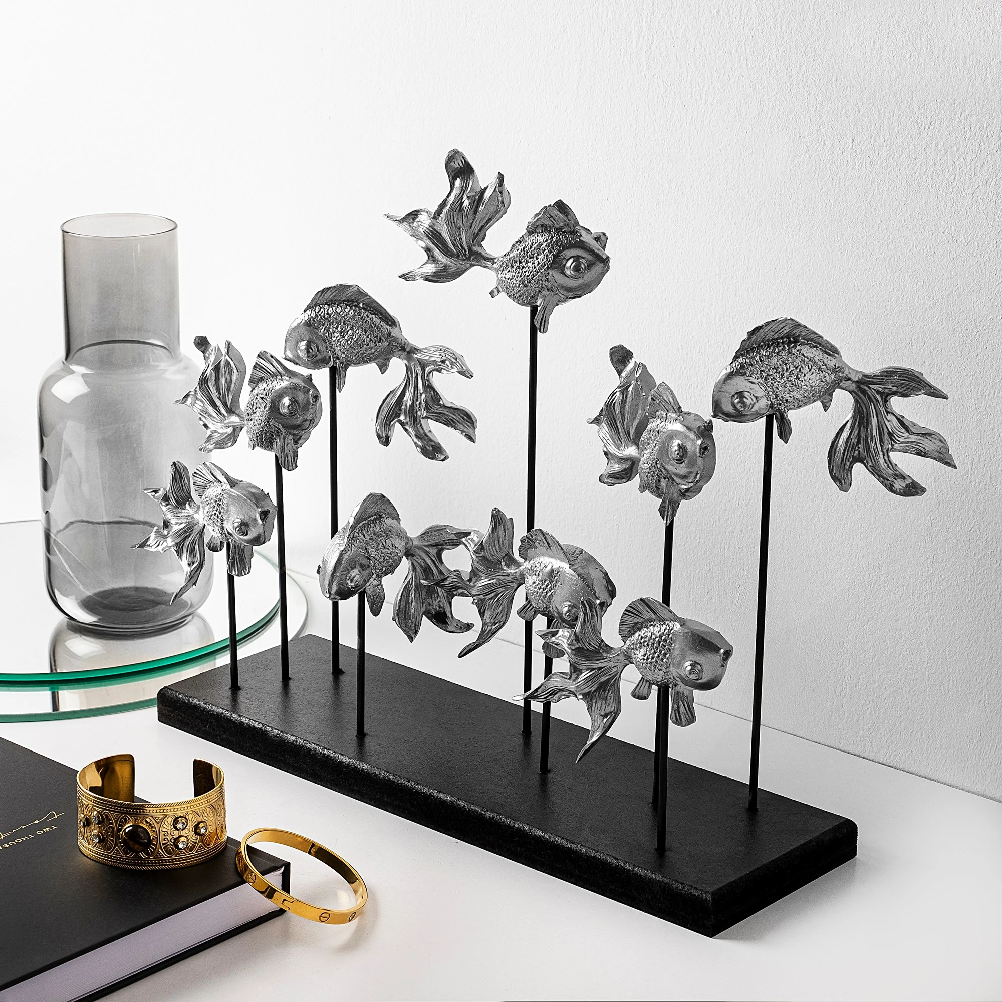 Objekt dekorativ Aberto Design, GOLDFISH 3, ngjyrë argjendi