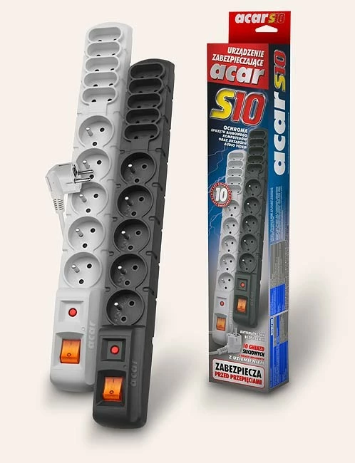 Prizë elektrike Acar S10, 10 dalje, 1.5m, e zezë