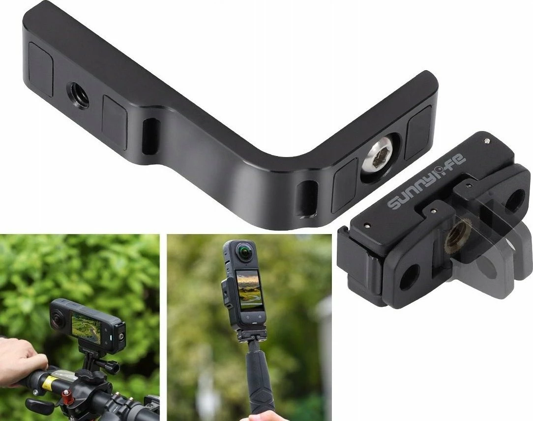 Mbajtës kornizë SunnyLife X4-ZJ826-D për Insta360 X4, 1/4'' thread, standard GoPro, quick-release magnetik, e zezë, set