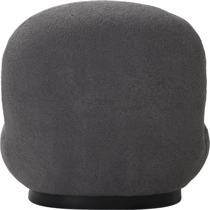 Fotel Rosalie, material teddy gri i errët, bazë e zezë, 85x82x77cm