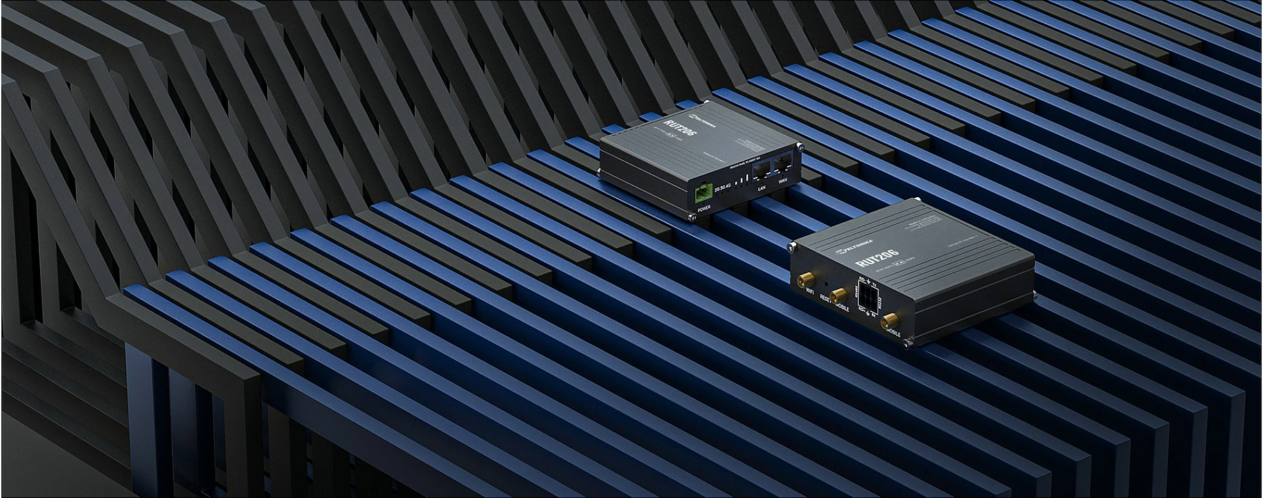Ruter industrial Teltonika RUT206, 4G LTE Cat4, Wi‑Fi 4 2.4GHz, 2x LAN, PoE, i zi