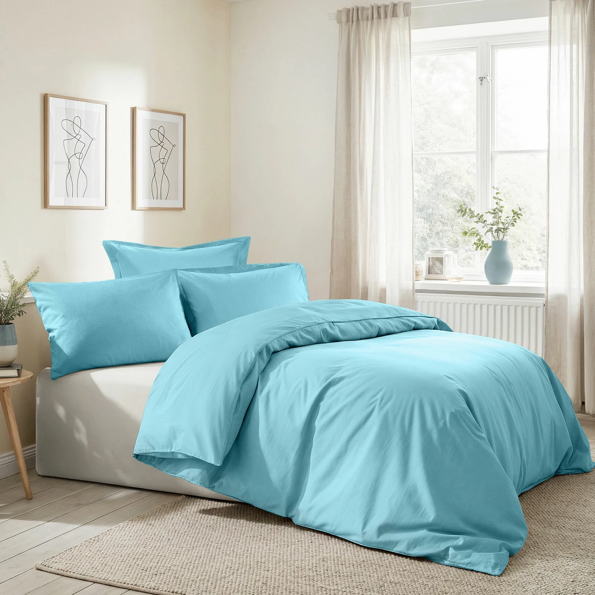Set mbulesë jorgani XXL për teke, ngjyrë turquoise, L'essentiel
