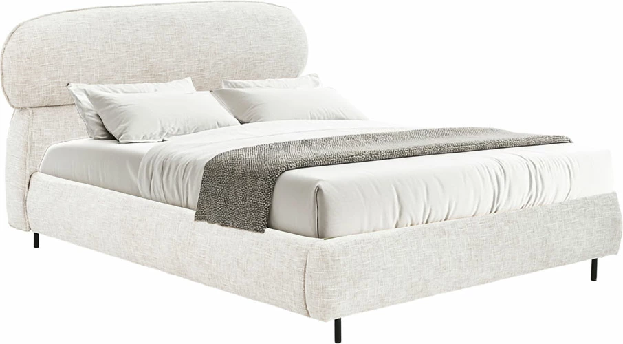 Krevat Serenite për dyshek 160x200cm, bezhë, 234x178x106