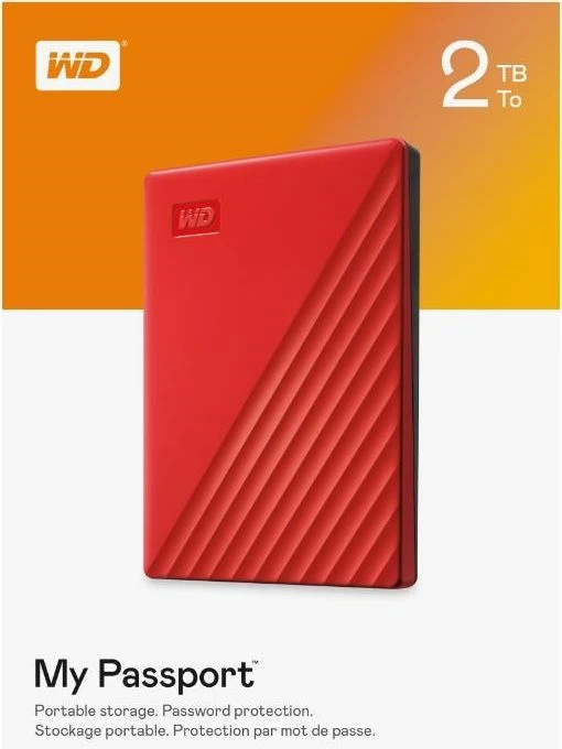 Hard disk i jashtëm WD My Passport WDBYVG0020BRD-WESN 2TB 2.5" USB 3.2, kuq