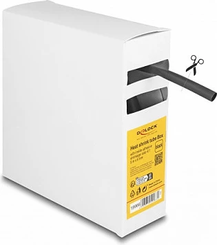 Tub termo-tkurrës DeLOCK 5 m, 6 mm, raport 4:1, me ngjitës të brendshëm, i zi