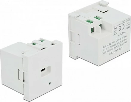 Modul karikimi USB-C DeLOCK Easy 45, 1x USB Type-C PD 18W, 5V/3A, 100-240V, i bardhë