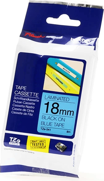 Kasetë etikete Brother TZe-541, 18mm, 8m, e laminuar, tekst i zi në blu