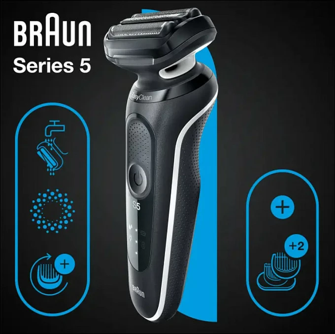 Makinë rroje Braun Series 5 51-W1600S, elektrike, EasyClean, gri e errët/zezë