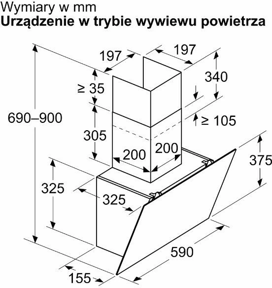 Aspirator kuzhine Bosch DWK65DK20, i bardhë, i integruar