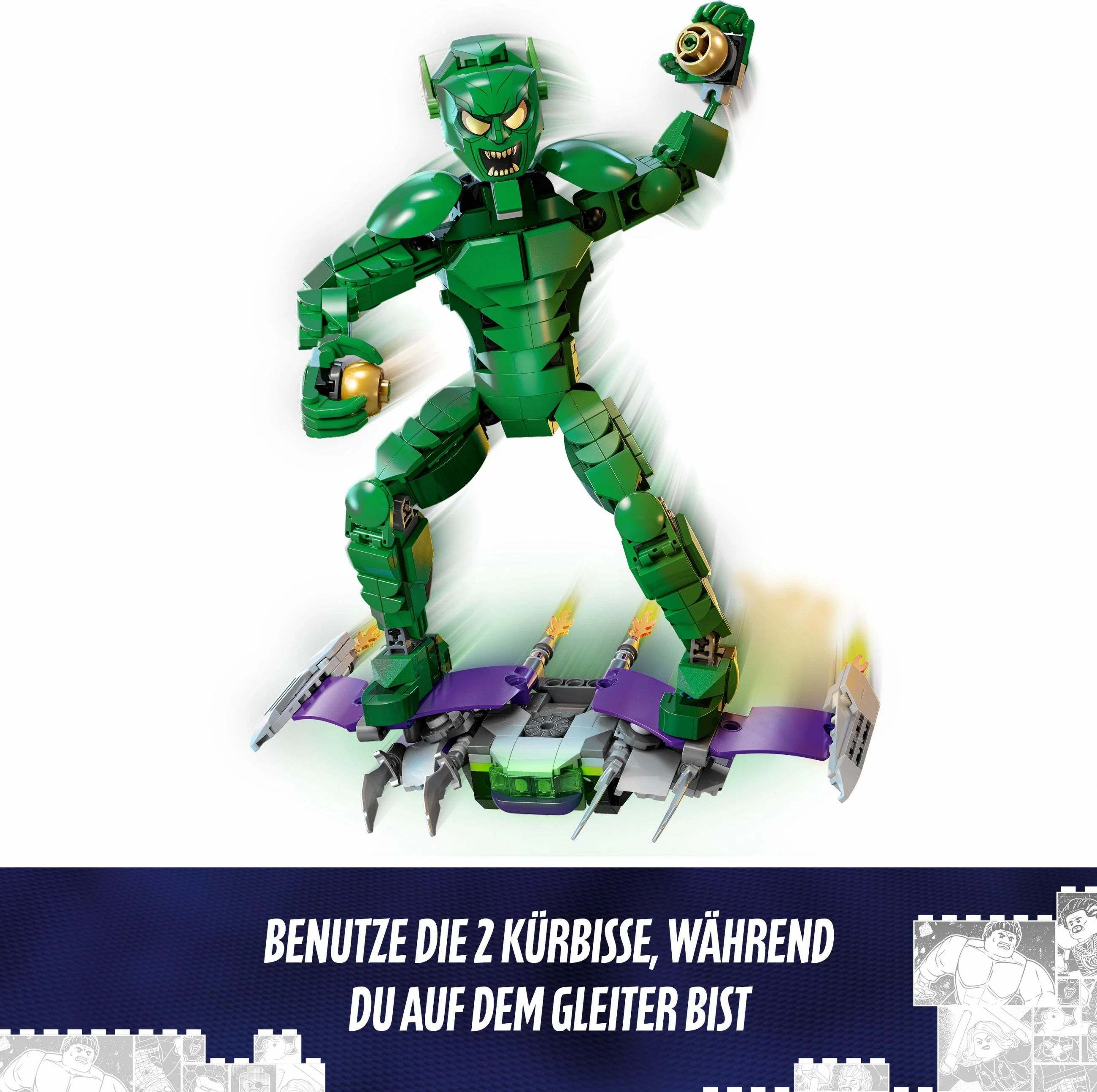 Set ndërtimi LEGO Marvel Green Goblin 76284, figurë ndërtuese, shumëngjyrëshe
