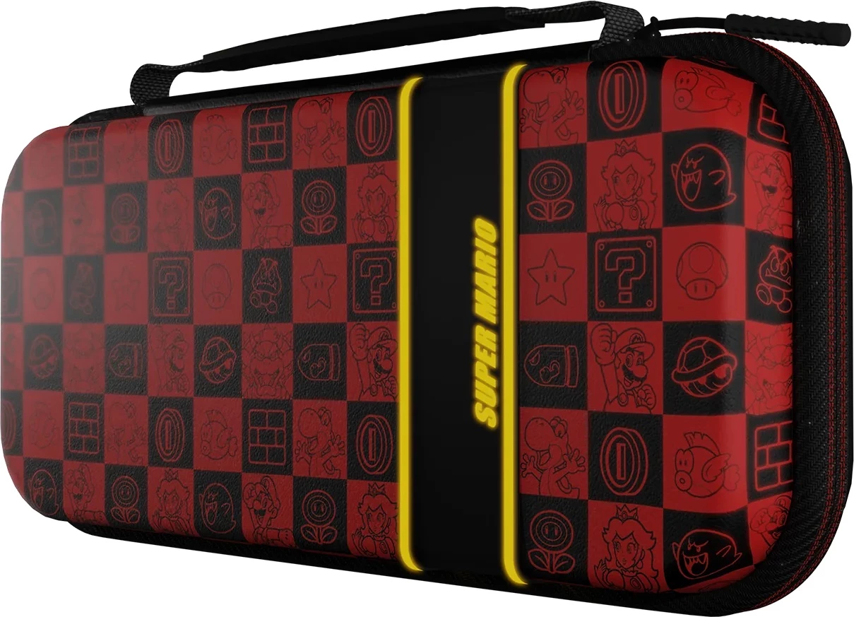 Kuti udhëtimi për Nintendo Switch PDP Switch Travel Case Plus Mario Icon Glow in the Dark, e kuqe/zezë