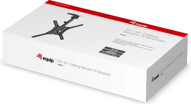 Mbajtës tavani për TV Equip 650375, 23-55 inç, çelik inox, i zi