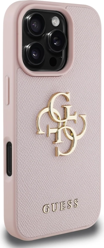 Mbështjellës Guess Grained Big 4G Logo Small Classic Logo për iPhone 16 Pro, Rozë