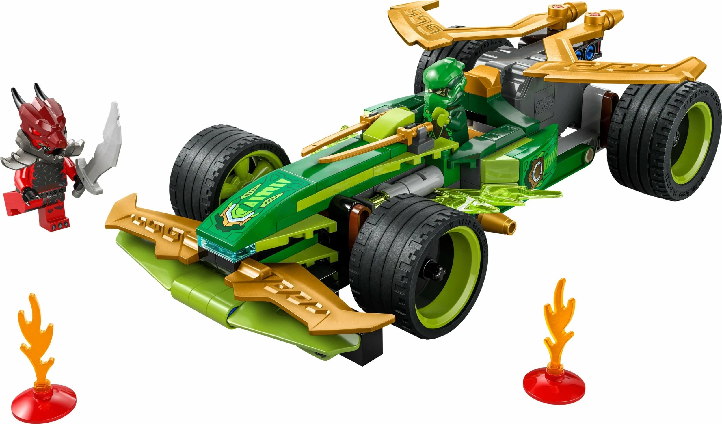 Set LEGO NINJAGO Lloyd's Pull-Back Race Car 71828, 181 copë, pull-back, jeshile/artë