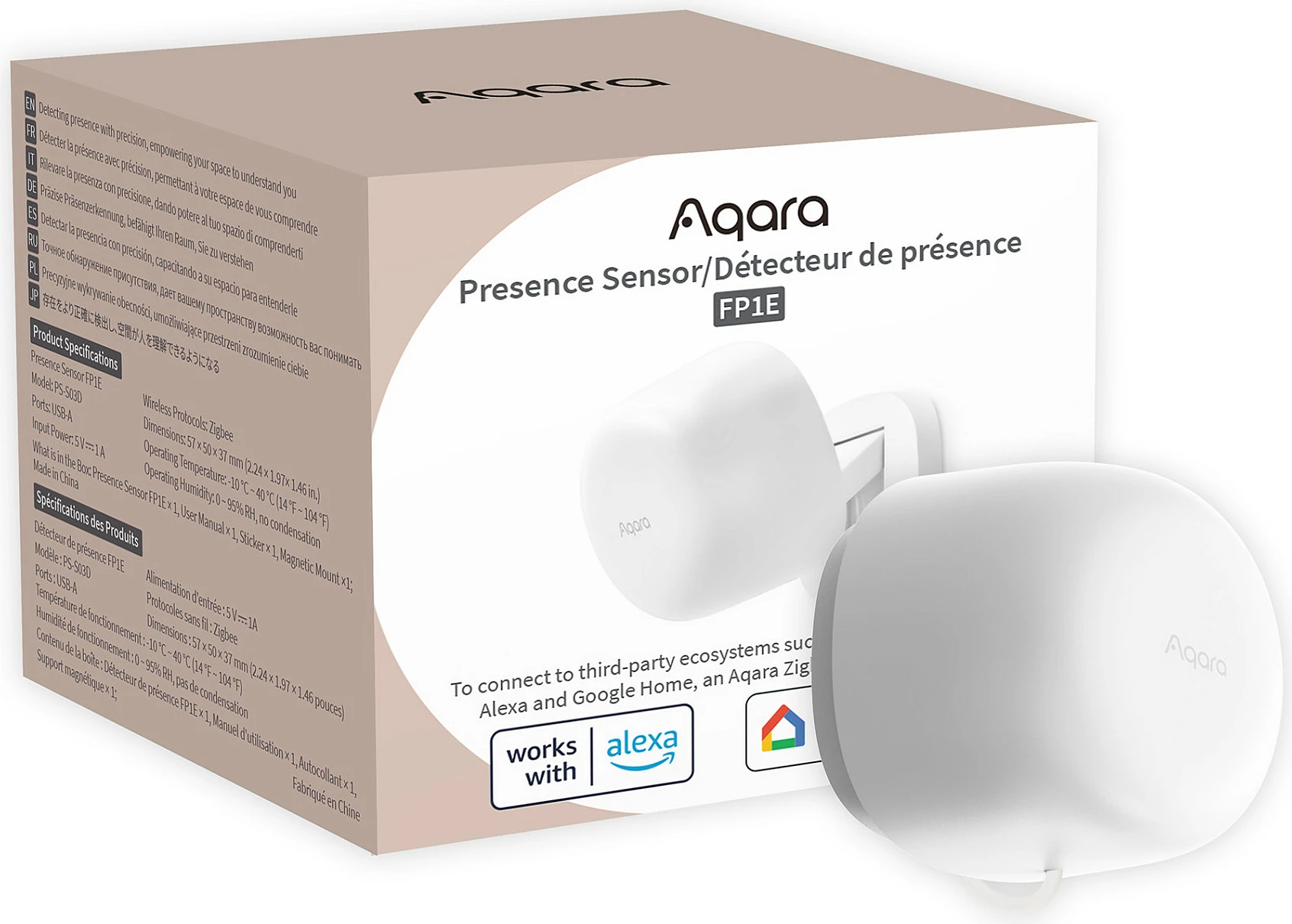 Sensor prezence Aqara FP1E, mmWave radar, 120°, wireless, i bardhë