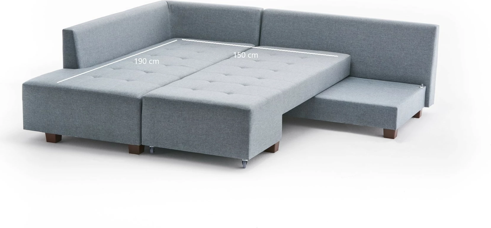 Kënd divan-krevat Atelier del Sofa, kënd Manama majtas, ngjyrë kaltër e çelët