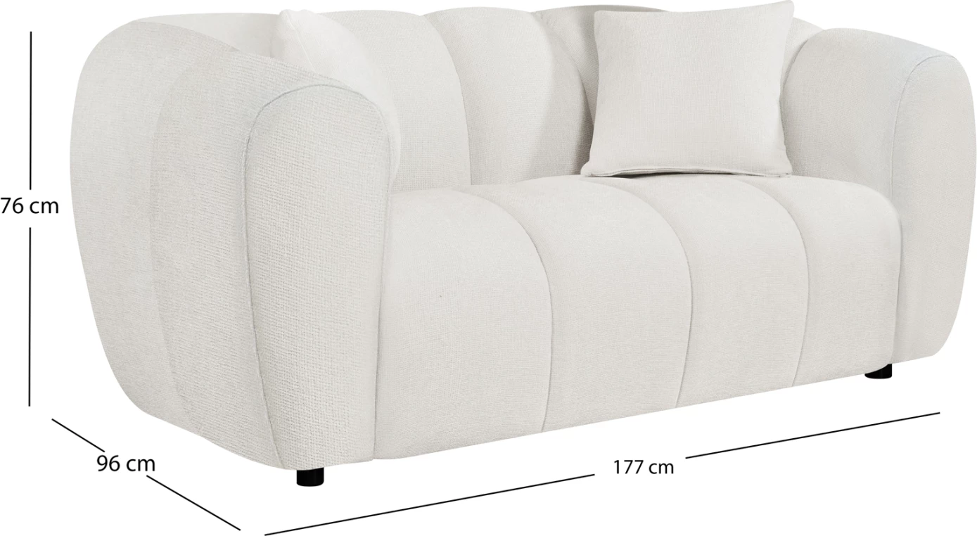 Divan 2-vendësh OPALE, material bezhë e çelët, CD3320.02, 177x96x76cm