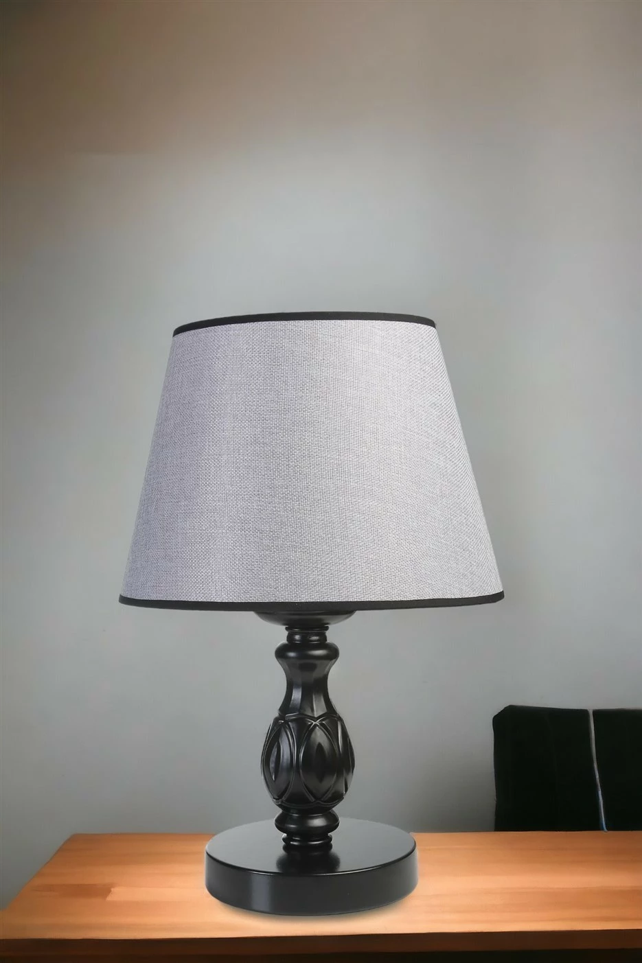 Llambë tavoline Opviq, 8844-3, trup metali, kapak stofi, e zezë/gri