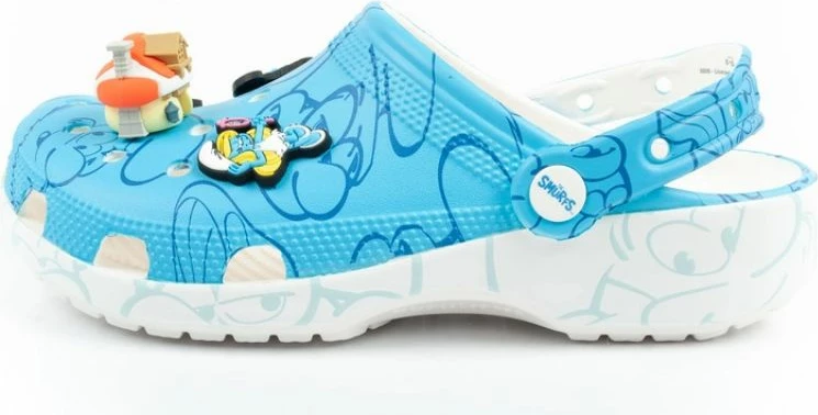 Sandale Crocs për femra dhe fëmijë, të bardha/kaltër