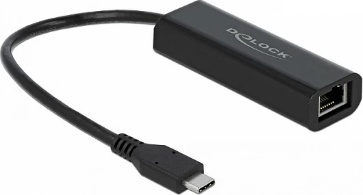 Adapter rrjeti DeLOCK 66298, USB-C në Ethernet 2.5GbE, kabllo 15 cm, i zi