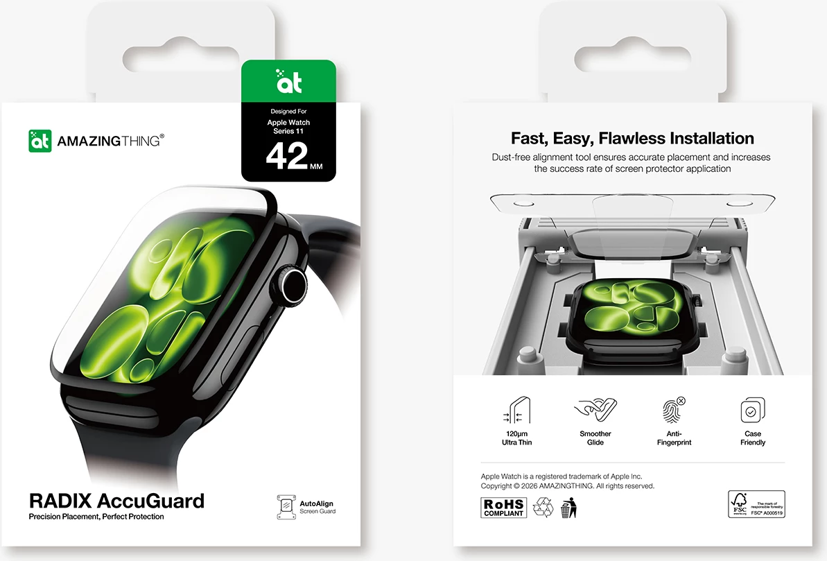 Mbrojtës ekrani për smartwatch, AmazingThing Radix, Apple Watch Series 11 42 mm, transparent