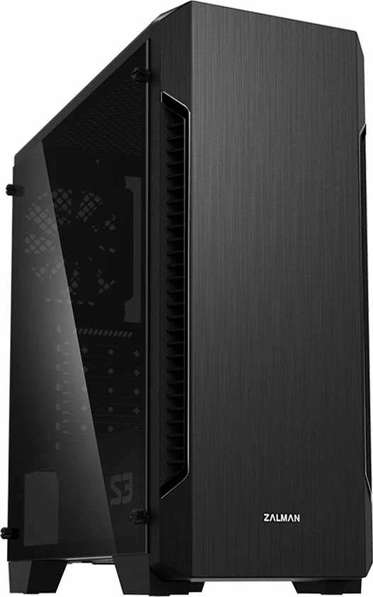 Kasë Zalman S3 TG Midi Tower, Tempered Glass, ATX/mATX/Mini-ITX, USB 3.0, e zezë