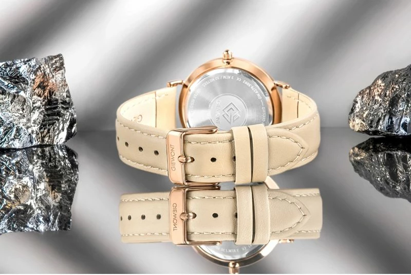 Orë dore femrash Giewont GW5390-A5, rose gold, rrip lëkure, set